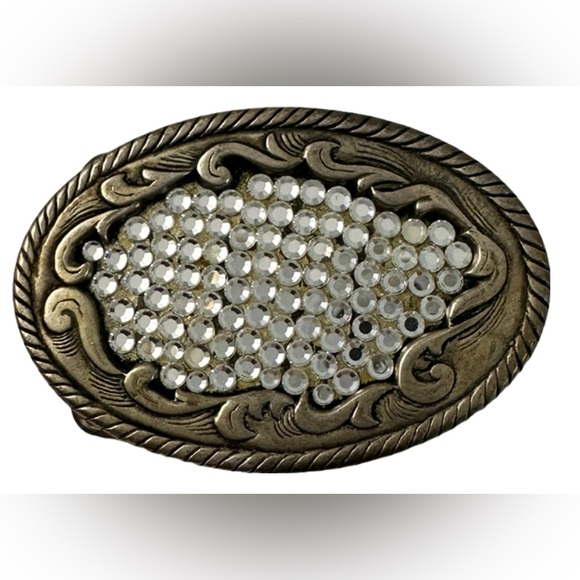 Metal and Rhinestone Belt Buckle - Picture 1 of 2